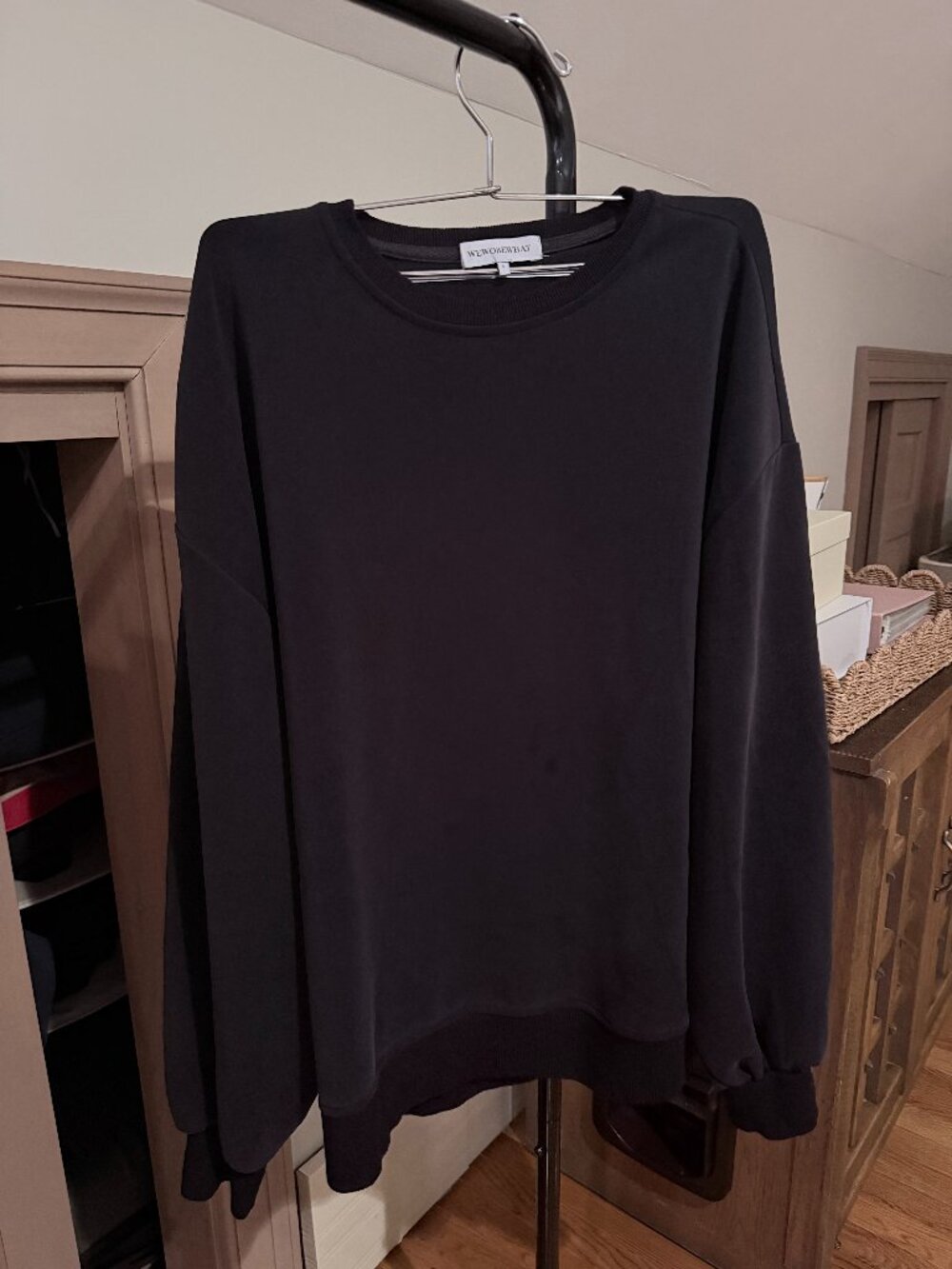 WeWoreWhat Balloon Sleeve Oversized Crewneck Sweatshirt Black S